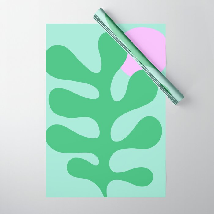 Matisse Poster 2. Leaf & Sun in Green & Pink Wrapping Paper Gallery Image 1