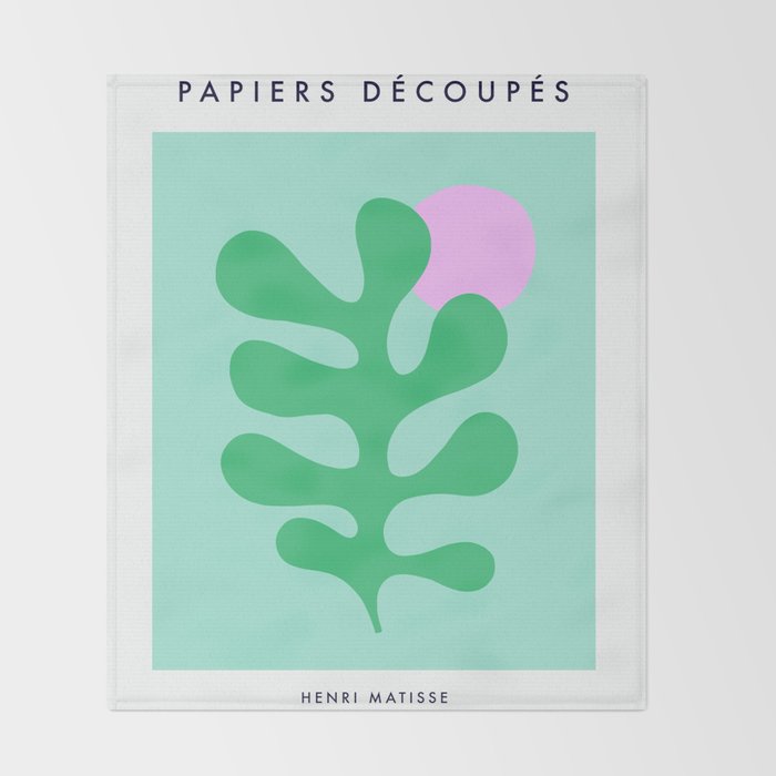 Matisse Poster 2. Leaf & Sun in Green & Pink Throw Blanket Gallery Image 2