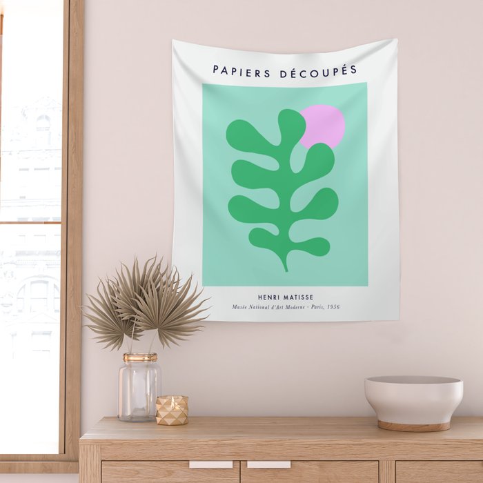 Matisse Poster 2. Leaf & Sun in Green & Pink Wall Tapestry Gallery Image 2