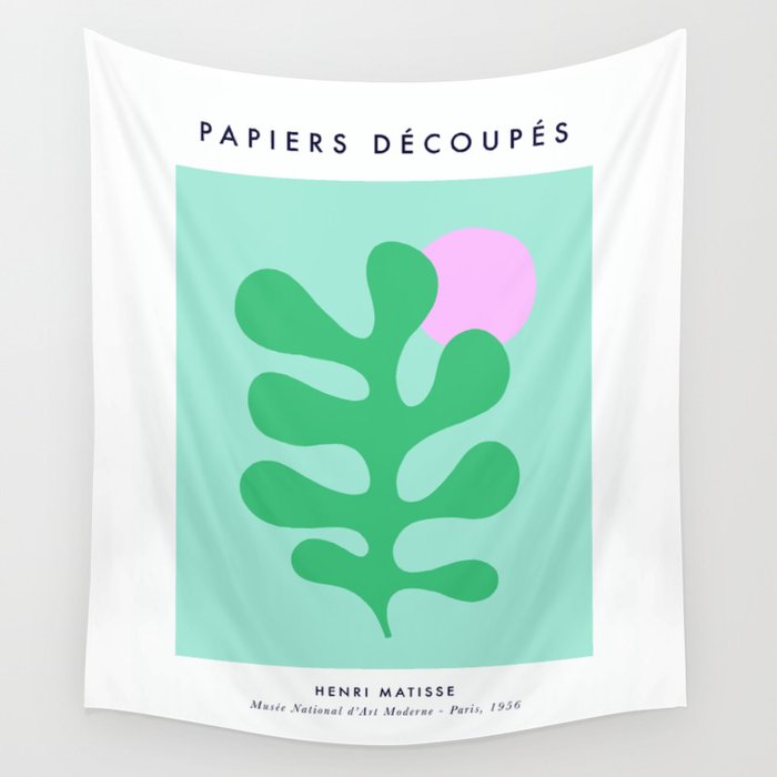Matisse Poster 2. Leaf & Sun in Green & Pink Wall Tapestry Gallery Image 1