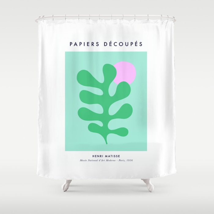 Matisse Poster 2. Leaf & Sun in Green & Pink Shower Curtain Gallery Image 1