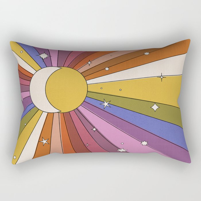 The Sun and the Moon - retro abstract Rectangular Pillow Gallery Image 2