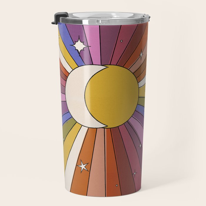 The Sun and the Moon - retro abstract Travel Mug Gallery Image 3