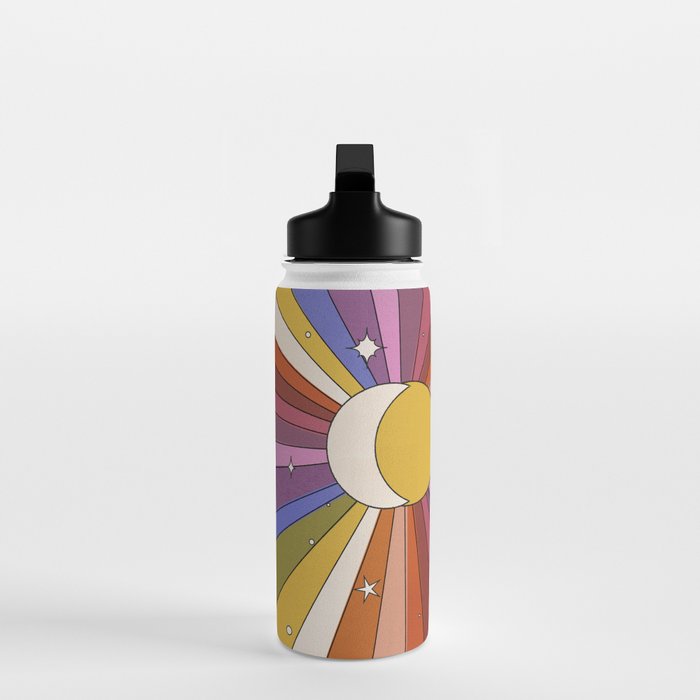The Sun and the Moon - retro abstract Water Bottle Gallery Image 3