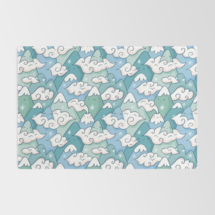 Cute mountains in clouds Rug Gallery Image 2