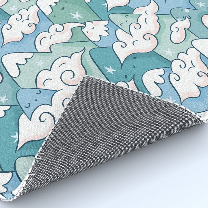 Cute mountains in clouds Rug Gallery Image 4