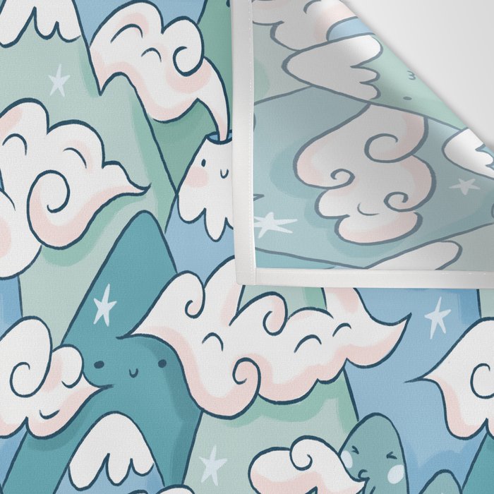 Cute mountains in clouds Wall Tapestry Gallery Image 3