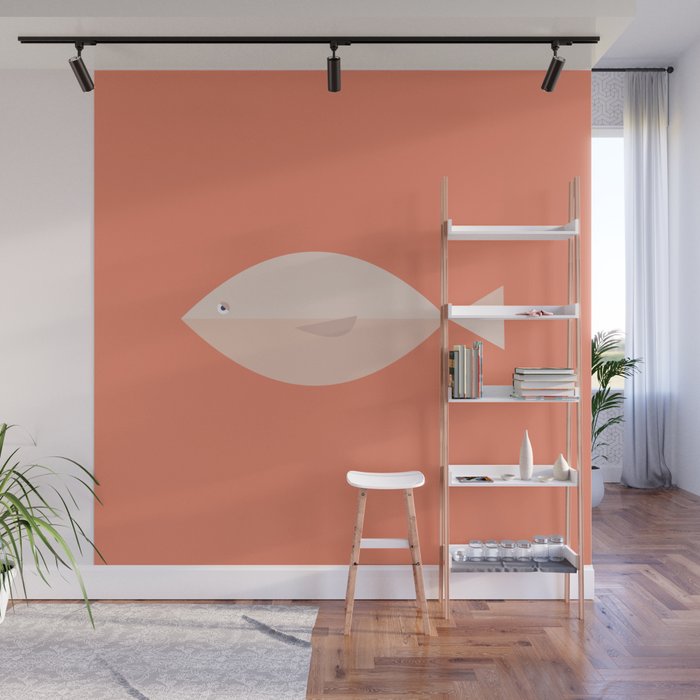 Sleepy Fish in Coral Blush Wall Mural Gallery Image 1