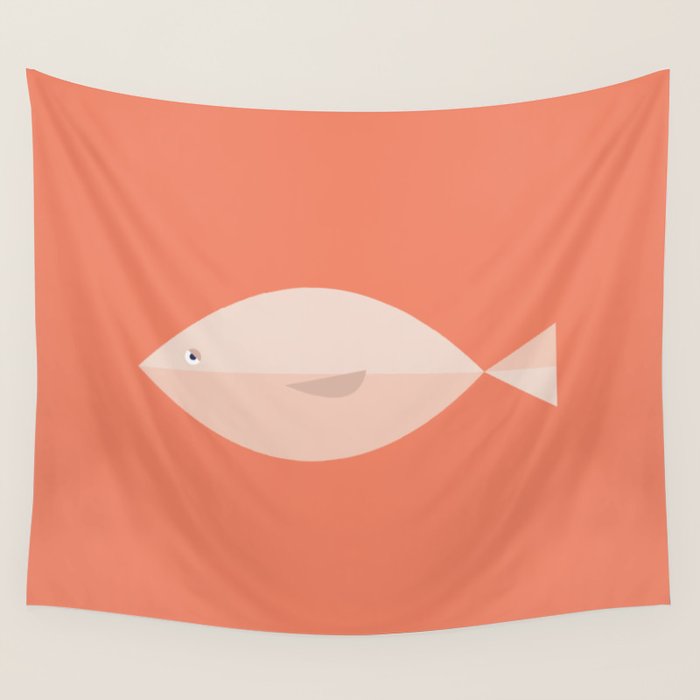 Sleepy Fish in Coral Blush Wall Tapestry Gallery Image 4
