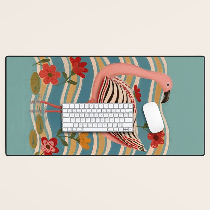 Pink Flamingo Desk Mat Gallery Image 1