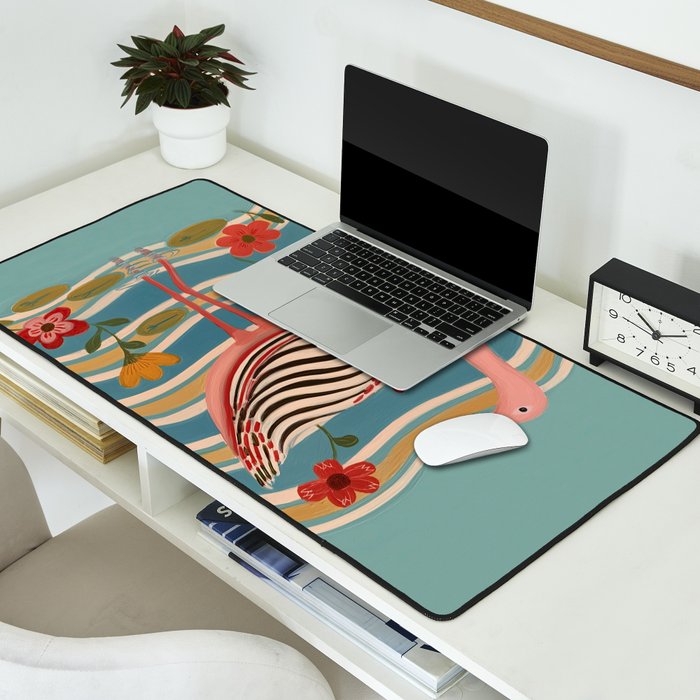 Pink Flamingo Desk Mat Gallery Image 2