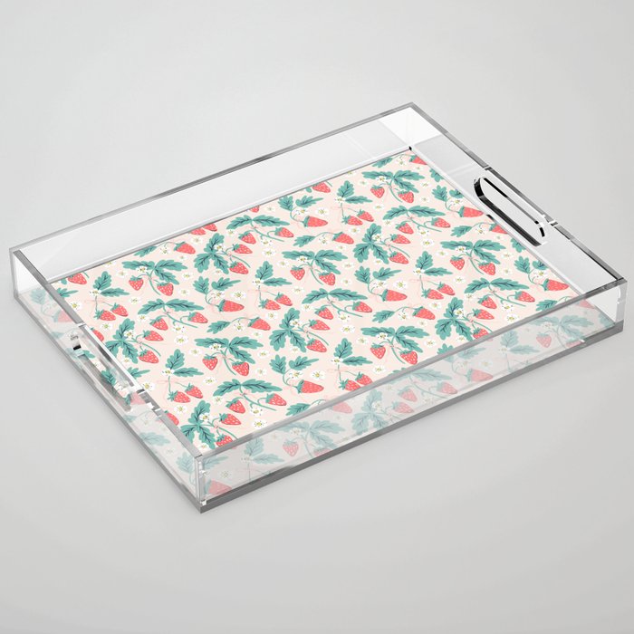 Stawberries with Flowers Acrylic Tray Gallery Image 1