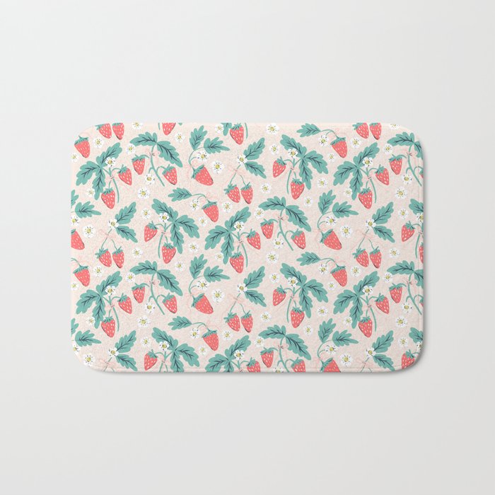 Stawberries with Flowers Bath Mat Gallery Image 1