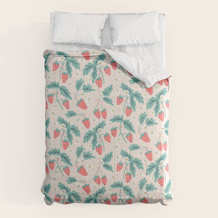 Stawberries with Flowers Comforter Gallery Image 1