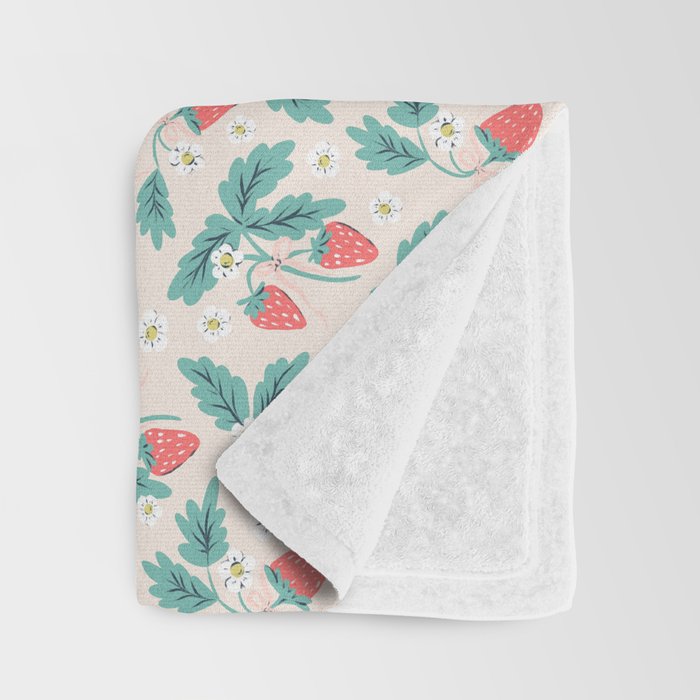 Stawberries with Flowers Throw Blanket Gallery Image 3