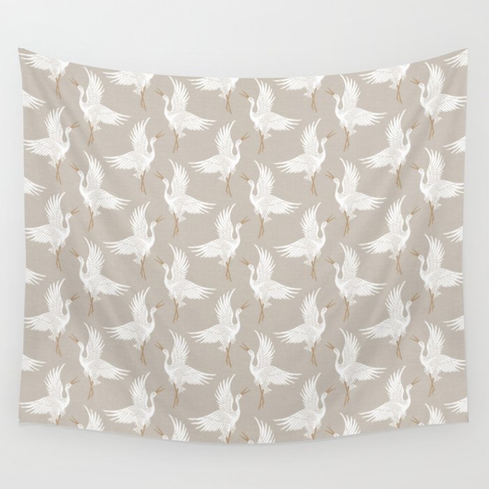 Cranes Neutral Wall Tapestry Gallery Image 4