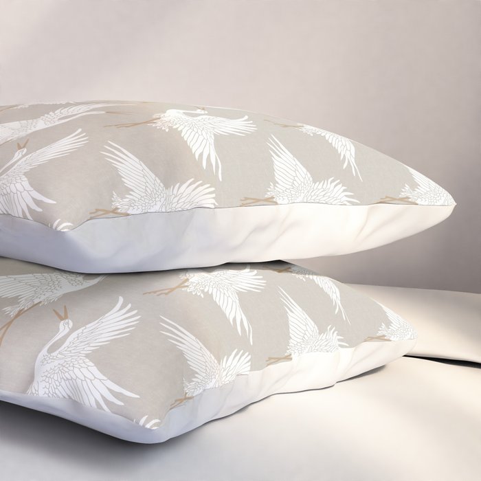 Cranes Neutral Pillow Sham Gallery Image 3