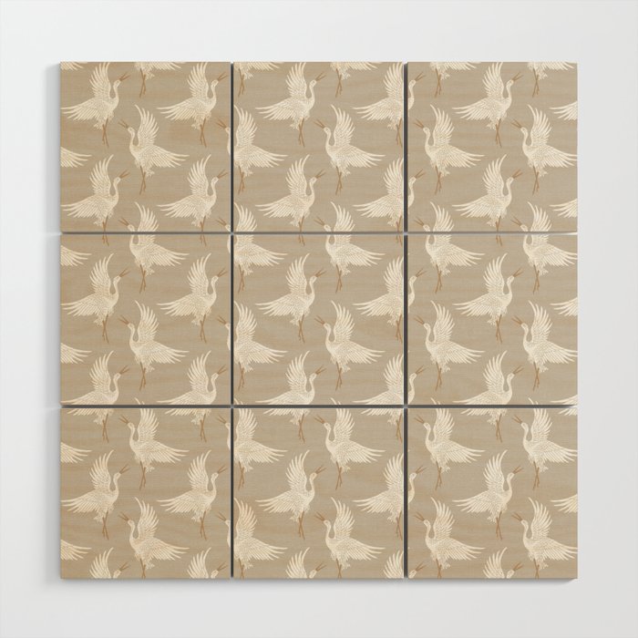 Cranes Neutral Wood Wall Art Gallery Image 1
