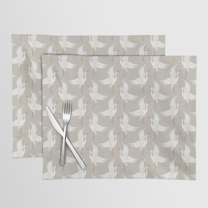 Cranes Neutral Placemat Gallery Image 1