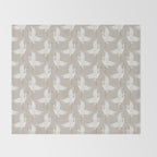Cranes Neutral Throw Blanket Gallery Image 2