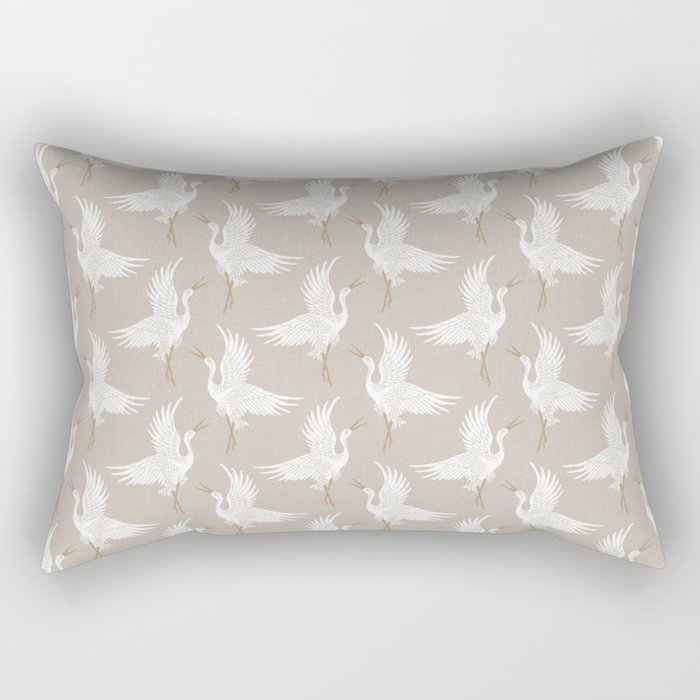 Cranes Neutral Rectangular Pillow Gallery Image 1