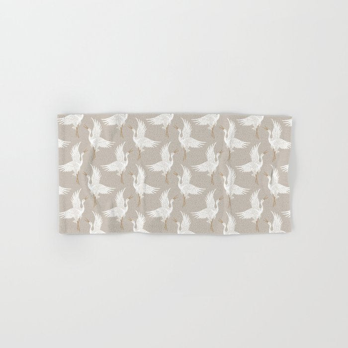Cranes Neutral Bath Towel Gallery Image 1