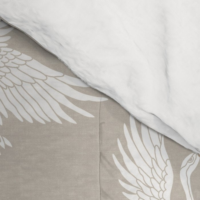 Cranes Neutral Comforter Gallery Image 4