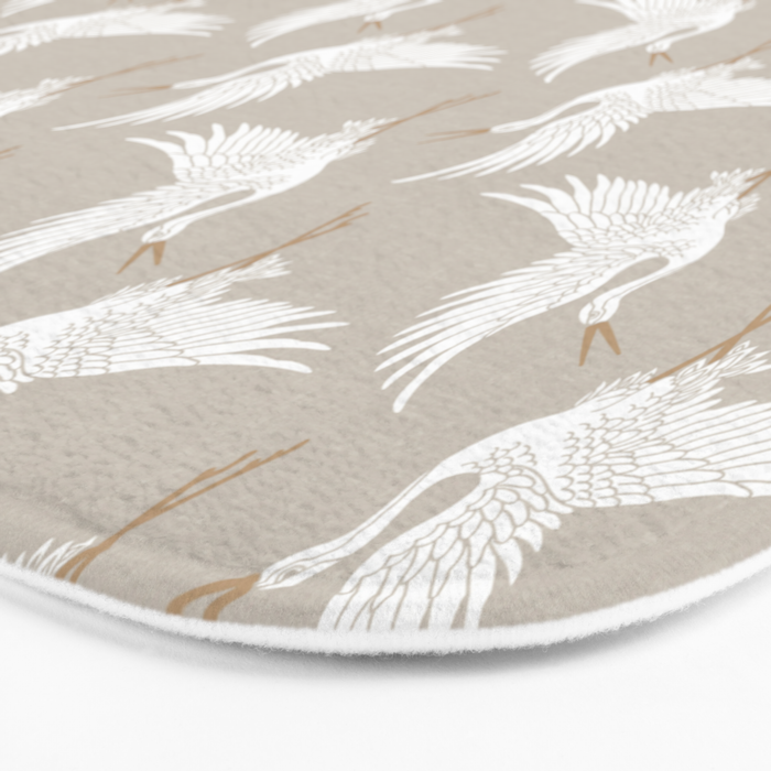 Cranes Neutral Bath Mat Gallery Image 3