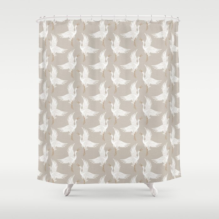 Cranes Neutral Shower Curtain Gallery Image 1