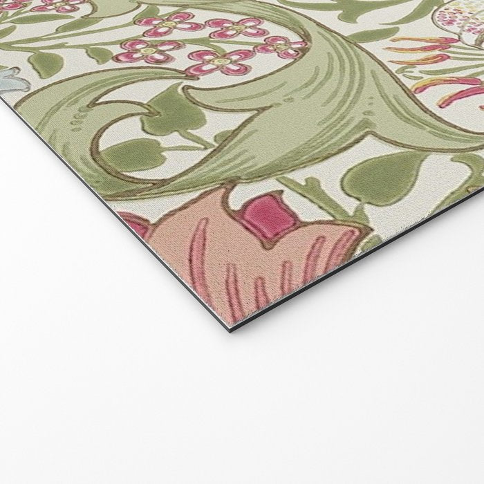 William Morris Vintage Golden Lily Green & Red  Welcome Mat Gallery Image 2