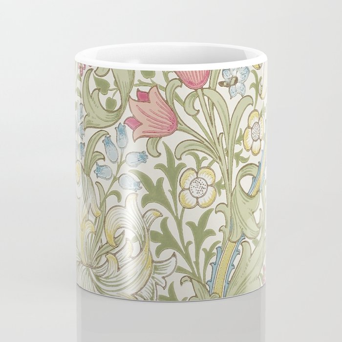 William Morris Vintage Golden Lily Green & Red  Coffee Mug Gallery Image 4