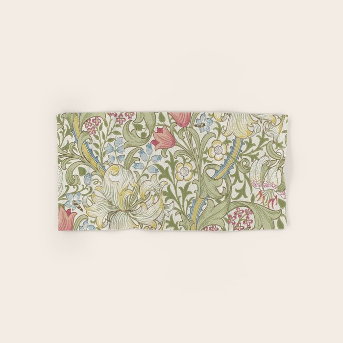 William Morris Vintage Golden Lily Green & Red  Bath Towel Gallery Image 1