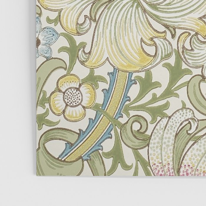 William Morris Vintage Golden Lily Green & Red  Poster Gallery Image 3