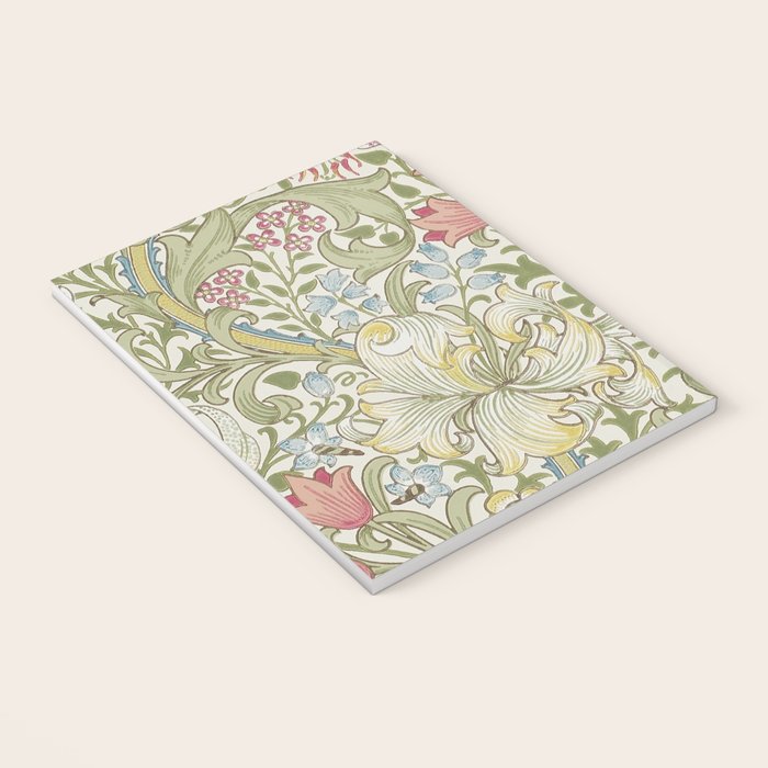 William Morris Vintage Golden Lily Green & Red  Notebook Gallery Image 3