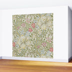 William Morris Vintage Golden Lily Green & Red  Wall Mural Gallery Image 2