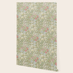 William Morris Vintage Golden Lily Green & Red  Wallpaper Gallery Image 2