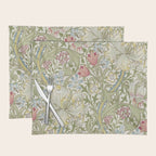 William Morris Vintage Golden Lily Green & Red  Placemat Gallery Image 1