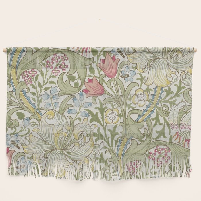 William Morris Vintage Golden Lily Green & Red  Wall Hanging Gallery Image 1