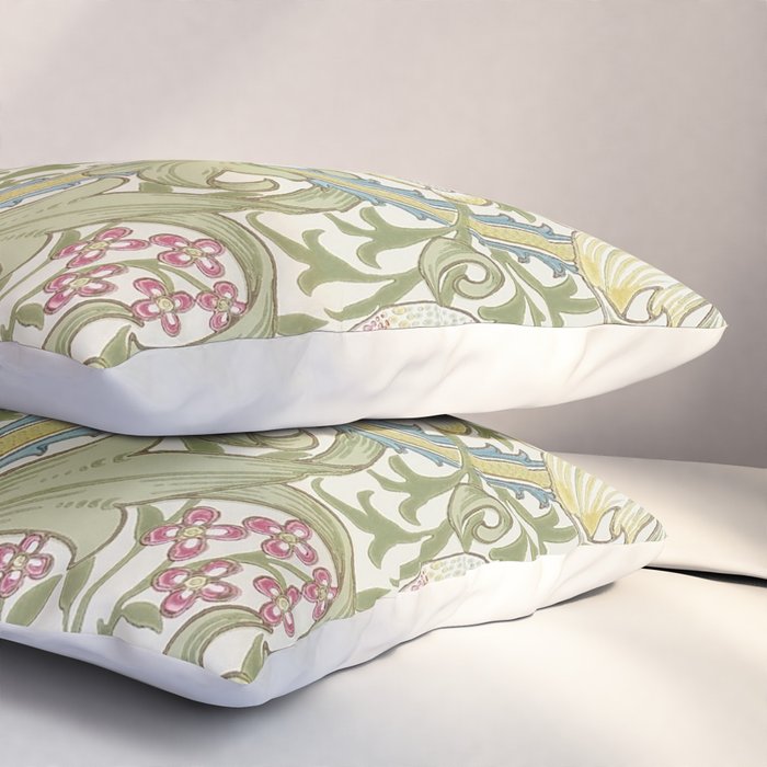 William Morris Vintage Golden Lily Green & Red  Pillow Sham Gallery Image 3