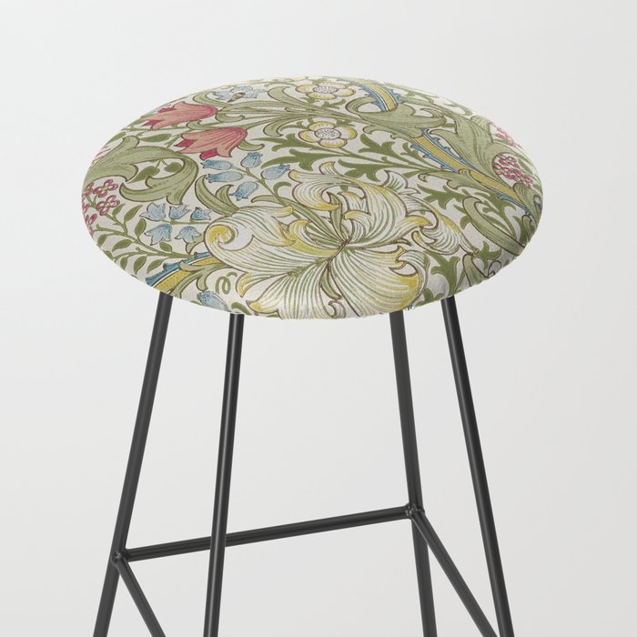 William Morris Vintage Golden Lily Green & Red  Stool Gallery Image 2