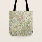 William Morris Vintage Golden Lily Green & Red  Tote Bag Gallery Image 1