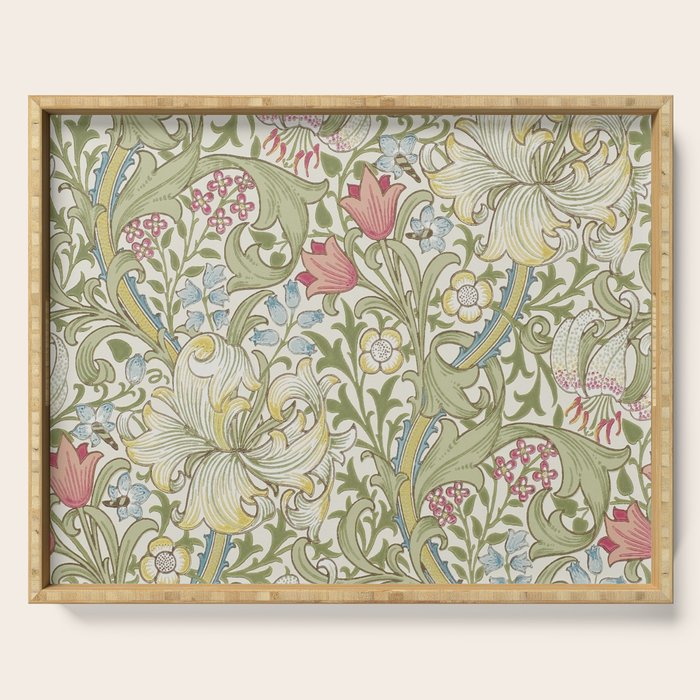 William Morris Vintage Golden Lily Green & Red  Serving Tray Gallery Image 1
