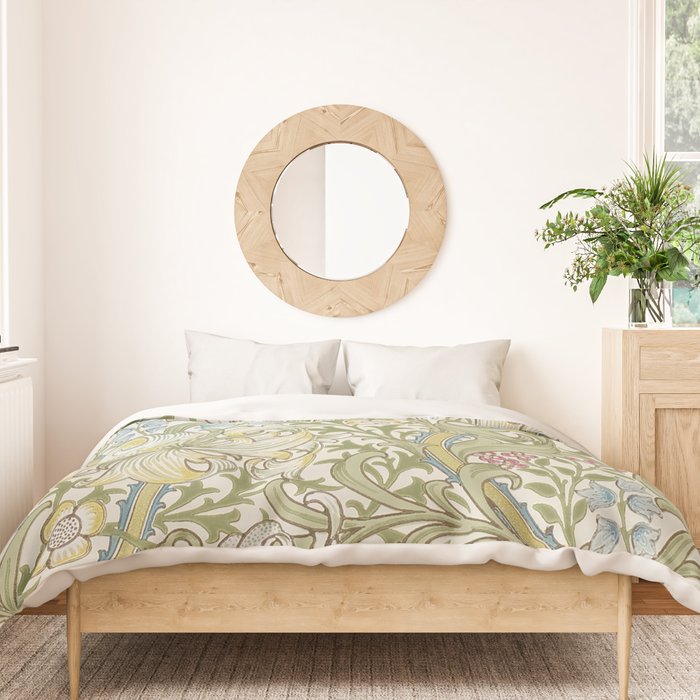 William Morris Vintage Golden Lily Green & Red  Duvet Cover Gallery Image 3