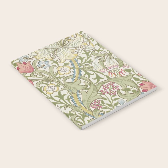 William Morris Vintage Golden Lily Green & Red  Notebook Gallery Image 2