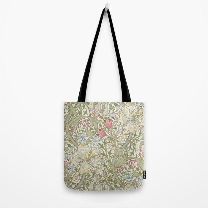 William Morris Vintage Golden Lily Green & Red  Tote Bag Gallery Image 2