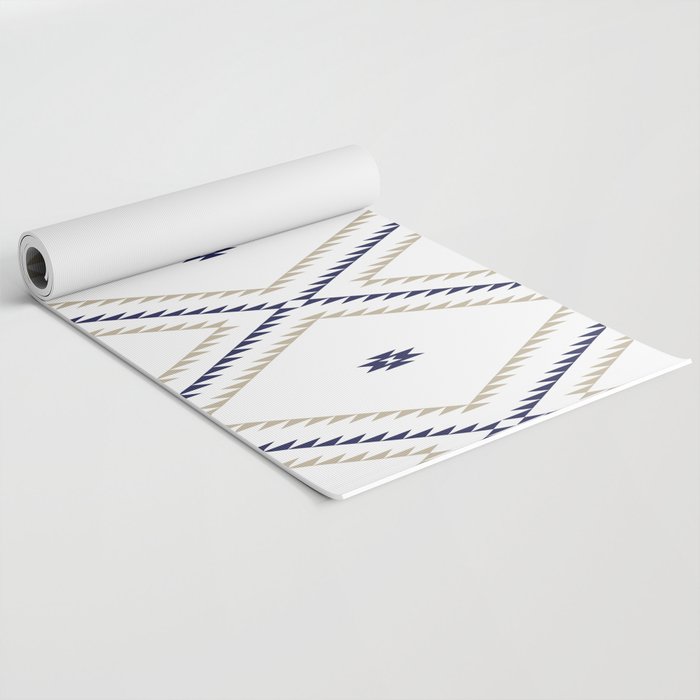 Southwestern Geometric - Tan Navy White Yoga Mat Gallery Image 2