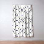 Southwestern Geometric - Tan Navy White Window Curtain Gallery Image 3