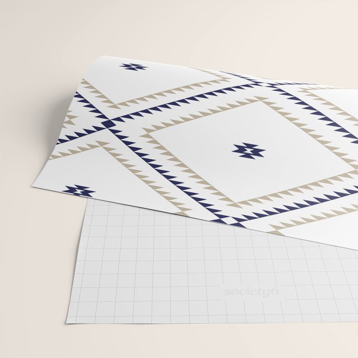 Southwestern Geometric - Tan Navy White Wrapping Paper Gallery Image 2