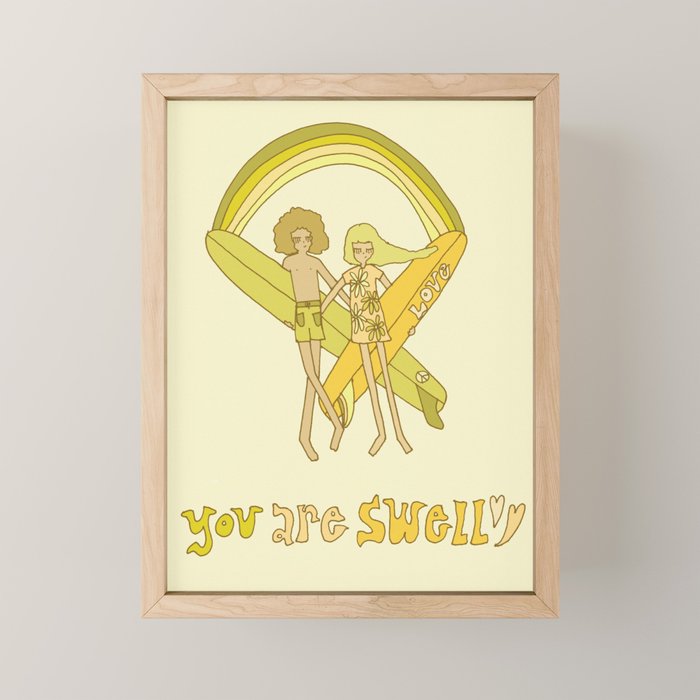 you are swell valentine // retro surf art by surfy birdy Mini Art Print Gallery Image 1