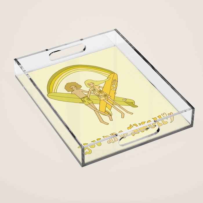 you are swell valentine // retro surf art by surfy birdy Acrylic Tray Gallery Image 1